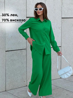 РАСПРОДАЖА Костюм Лесси (рубашка+брюки)_450/зеленый. - Ihomelux фото 2
