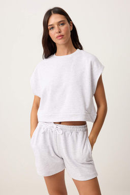 Gri Melanj Regular/Normal Kal?p Kolsuz Kal?n Orme Bluz TWOSS26BZ00836