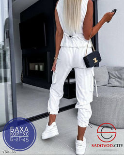 Женский костюм жилет и джоггеры в полоску - Bruno фото 5