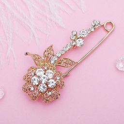 Булавка «Цветок» ажурная композиция, 8 см, белая в золоте