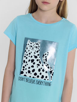 Футболка для девочек голубая с печатью - Mark formelle фото 5