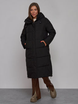 Пальто утепленное молодежное зимнее женское черного цвета 52329Ch - Holdluck фото 21