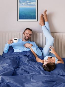 Постельное белье Моноспейс Семейный (2 пододеяльника) + 4 наволочки, темно-синий