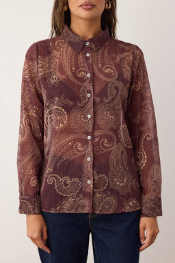 Mavi Sal Desenli Astars?z Yoryo Sifon Gomlek TWOAW26GO00063 - Trendyolmilla фото 7