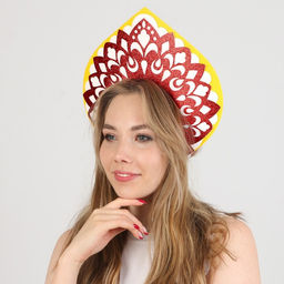 Ободок кокошник «Варвара-краса» из фетра, с блёстками