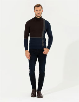 Kahverengi Slim Fit Bal_k__ Yaka Triko Kazak - Pierre cardin фото 4