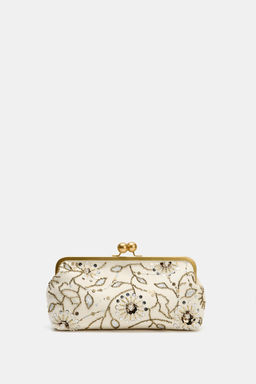 BOLSO CLUTCH APLIQUES / Crudo