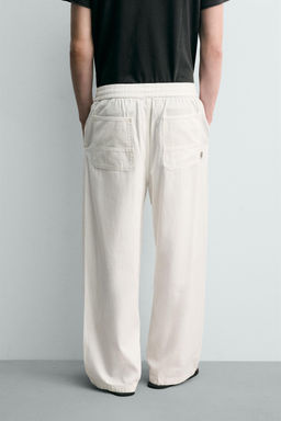 PANTAL?N RELAXED FIT ESPIGA / Blanco