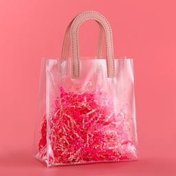 Пакет подарочный из ПВХ, розовый, 20?18?10 см