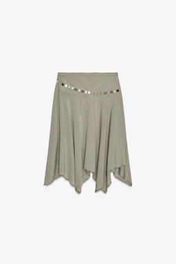 STRIPED ASYMMETRIC BELT MIDI SKIRT - Zara фото 3