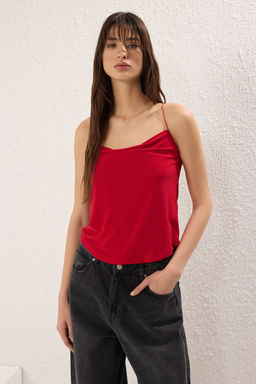 Siyah-K?rm?z? 2li Paket Ask?l? Regular Kal?p Orme Bluz TWOSS25BZ00437 - Trendyolmilla фото 5