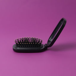 Расчёска массажная, складная, зеркалом, 9.5×5.5 см, чёрная