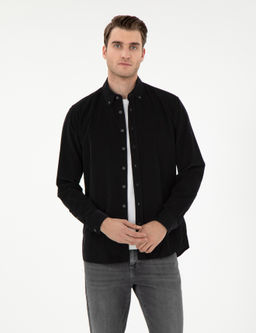 Рубашка Regular Fit черная длинный рукав