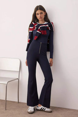 Lacivert Flare Fermuar Detayl? Bootcut Pantolon TWOAW26PL00049