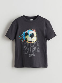 Bask?l? Pamuklu Erkek ?ocuk Ti??rt