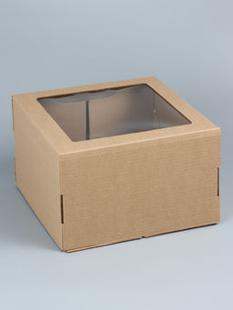 Цена за 5 шт. Кондитерская упаковка, с окном, крафт, 30 х 30 х 20 см