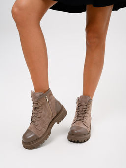 Ботинки 319.taskanaka.Тауп майами+капучино замша/шерсть