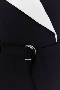 TRENDYOLMILLA Siyah Kemerli Kruvaze Yaka Dokuma Elbise TWOAW20EL0909 фото 4