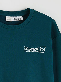 Bisiklet Yaka Dragon Ball Bask?l? Erkek Kal?n Sweatshirt