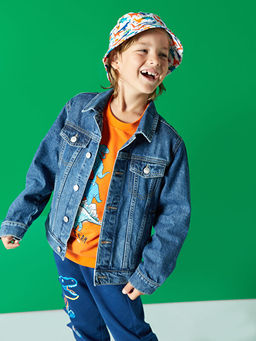 Bisiklet Yaka Bask?l? Uzun Kollu Erkek ?ocuk Sweatshirt