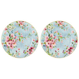 Набор тарелок для десертов 2 пр. 19*19*2 см "Яблоневый цвет на голубом" NEW BONE CHINA