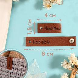 Бирка с кнопкой Hand made, 8×1.5 см, 10 шт., коричневая