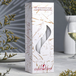 Свеча античная, 2,3х 24,5 см, 5 ч, 55 г, 12 штук, белый