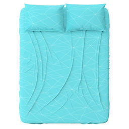 Простыня 2-х спальная на резинке "Лазурные воды" 3/2 140х200см, свесы 27см, поплин "Комфорт" 115г/м2, хлопок 100%, упаковка "классическая" ПВХ 28х41см, "Домашняя мода" (Россия)