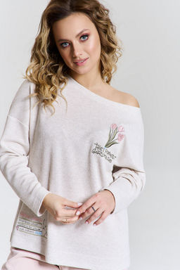 Джемпер AVE RARA 2178 светло-бежевый меланж  фото 5