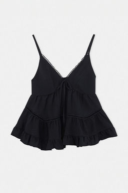 Siyah Godeli S_rt_ Gipe Detayl_ Dokuma Bluz TWOSS26BZ00421