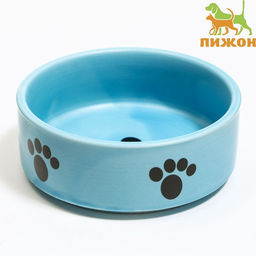 Миска керамическая Лапки 200 мл - 10.510.54 см, голубая - Пижон фото 2