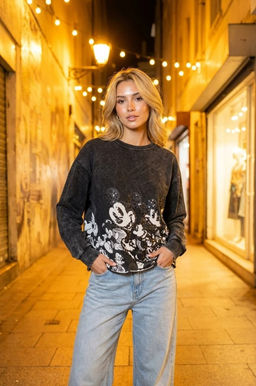 K13344 Свитшот с пайетками ЧЕРНЫЙ