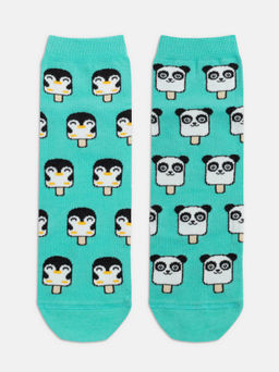 Цена за 2 пары. Носки Классические CONTE Хлопковые носки HAPPY c рисунками panda & penguin бирюза - Conte elegant фото 3