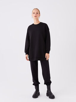 Bisiklet Yaka Kad?n Kal?n Sweatshirt Tunik