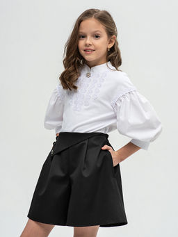 Черные школьные шорты Mooriposh для девочки, модель 0431  фото 13