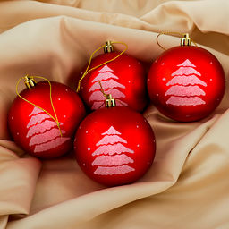 Ёлочные игрушки Ёлочка, шары новогодние, d=8 см, набор 4 шт., красный