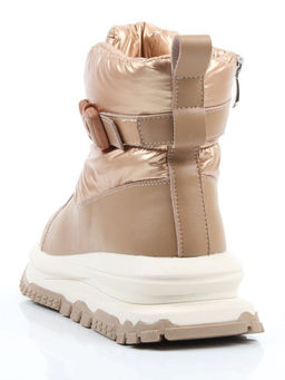 04-WG037-1M DK. BEIGE/GOLD Ботинки зимние женские (натуральная кожа, курточная ткань, 100% шерсть)