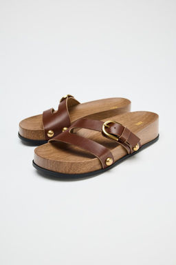 LEATHER STRAPPY PLATFORM SANDALS - Zara фото 3