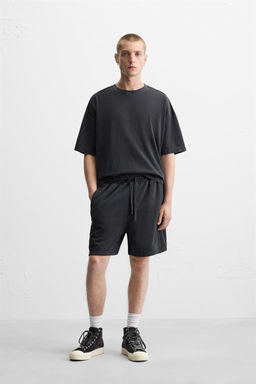 WASHED RELAXED FIT JOGGER BERMUDA SHORTS