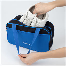 Сумка для обуви на молнии TEXTURA, наружный карман, цвет чёрный/синий