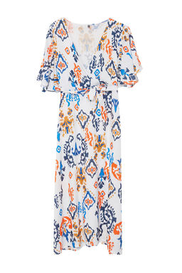 Cok Renkli Etnik Kusakl? Desenli A Kesim Kruvaze Yaka Dokuma Elbise TWOSS24EL01046 - Trendyolmilla фото 6