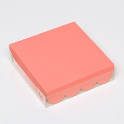 Цена за 5 шт. Коробка для печенья, розовая, 12×12×3 см