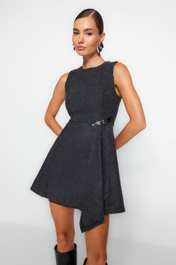 Trendyolmilla Antrasit A Kesim Etegi Asimetrik Mini Dokuma Elbise TWOAW24EL00496  фото 3