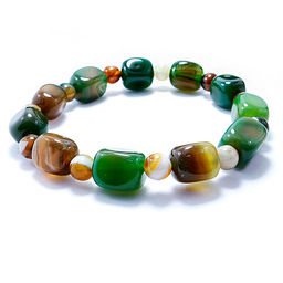 Браслет из камня Агат цвета хаки - денежный магнит, дарует везение и легкие деньги