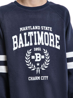 Толстовка детская с принтом хлопок подростковая 33-7502 т.синий - Mini maxi фото 10