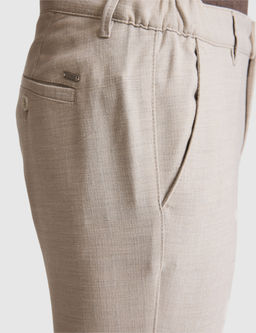 Bej Slim Fit Beli Latikli Kanvas Pantolon