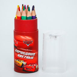 Карандаши цветные с точилкой в тубусе МИНИ, 12 цветов, Тачки, Тачки - Disney фото 4