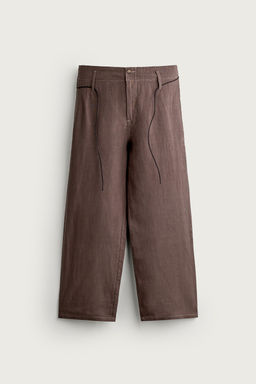 PANTAL?N RELAXED FIT 100% LINO / Marr?n - Zara фото 6