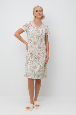 Е 10054/айвори,акварельные тропики сорочка ночная жен