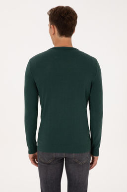 Erkek Slim Fit V Yaka Koyu Ye_il Basic Kazak - U.s. polo assn фото 5